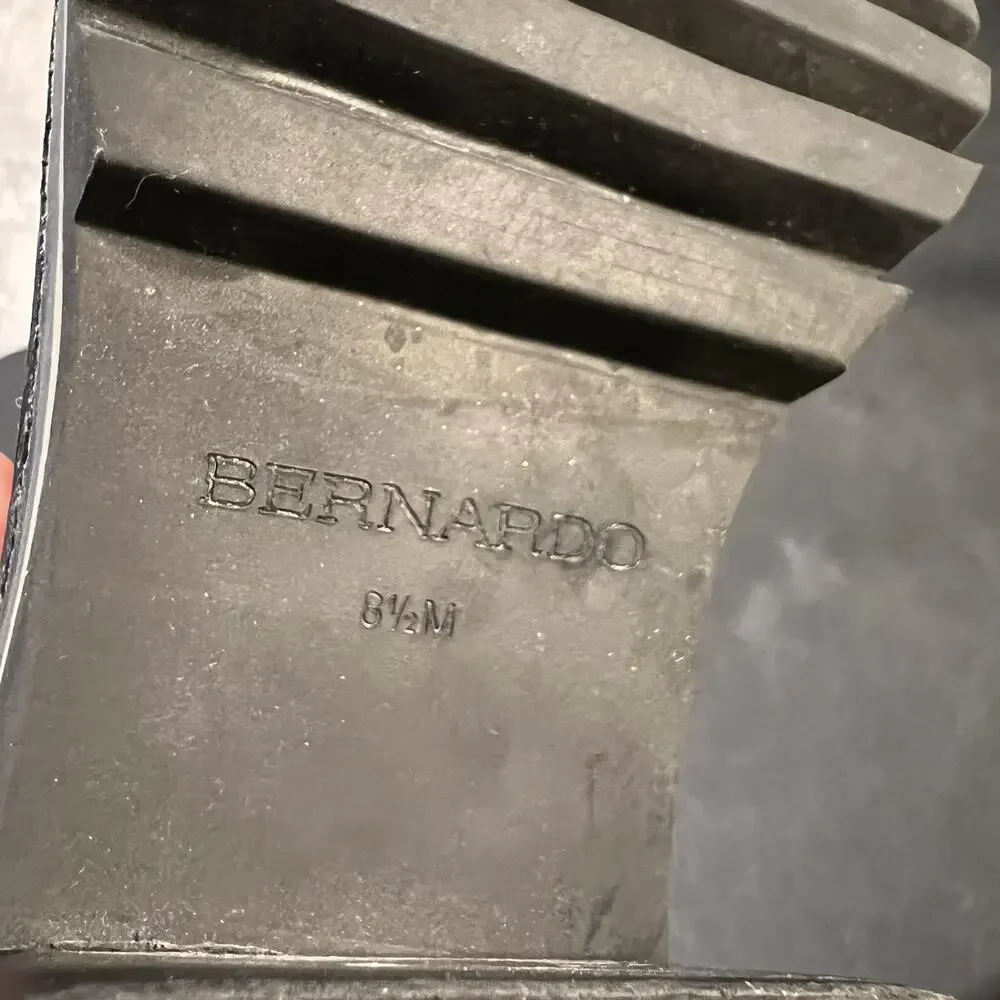 Bernardo Selma Shoes Womens 8.5 Black Leather Lug Sole Block Heel Loafers Penny - Picture 6 of 12